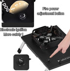Blackdog Camping Stove,IGT portable Gas stove,7200w/24500Btu,Windproof flap,Electronic ignition,Fire power adjustment,Backpacking,Folding,Compatible with ISOBUTANE