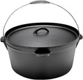 Cuisiland 20QT Cast Iron Dutch Oven with Lip Lid & Bail Handle – Extra Large Pre-Seasoned Campfire Pot for Outdoor Cooking, Baking, Roasting & Stews – Heavy-Duty Cookware for Camping & Backyard Use
