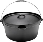 Cuisiland 20QT Cast Iron Dutch Oven with Lip Lid & Bail Handle – Extra Large Pre-Seasoned Campfire Pot for Outdoor Cooking, Baking, Roasting & Stews – Heavy-Duty Cookware for Camping & Backyard Use