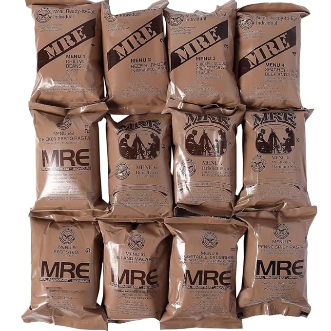 2026 Inspection MRE, U.S. MRE Meals, Emergency Supplies, Emergency Food Supply, Survival Food, Freeze Dried Food w/ Flameless Heater, Ready Meals (Variety Pack of 12) – (A or B Case Selected at Random) FRESH STOCK - 10 Year Shelf Life from Inspection Date