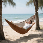 Coconut Brown Camping Hammock Hammocks with Straps, Tree Hammock 114" x 54"