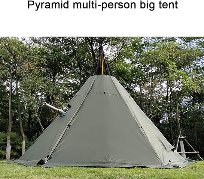 Hot Tents Outdoor Tents Teepee with Stove Hole Waterproof Family Pyramid Tent Camping Backpacking Hiking Mountaineering Heated Shelter