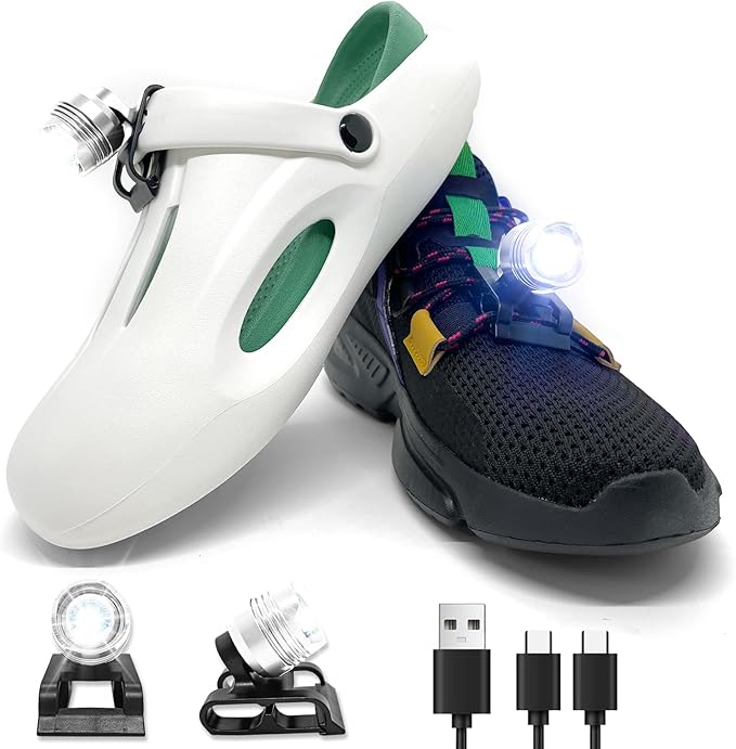 Running lights for runners,Lights for walking at night,IPX5 Running shoe lights waterproof,Shoe light,2Pcs Shoe headlights Used for Dog Walking, Walking Tours Camping, Suitable for Adults Kids(Silver)