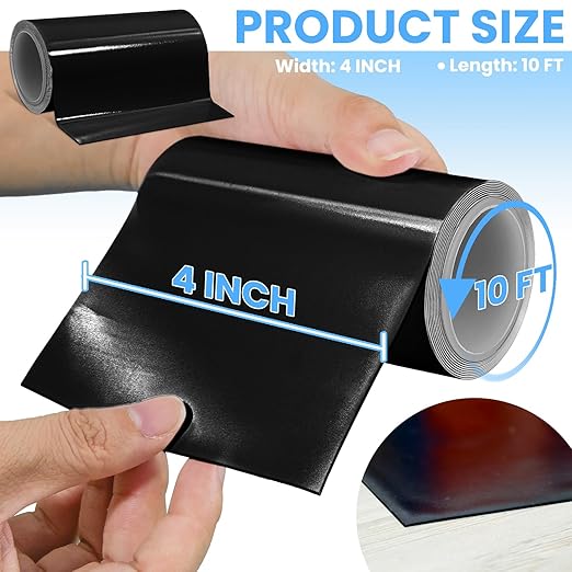Waterproof Repair Tape for Fabric, Plastic, Awning, RV Underbelly, Tarp, Tent, Sail and Boat Cover Outdoor Repair Patch, Heavy Duty,4 Inch x 10FT Black