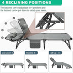 LILYPELLE Portable Folding Camping Cot, Adjustable 5-Position Adults Reclining Folding Chaise with Pillow, Outdoor Portable Folding Lounge Chair Sleeping Cots Bed for Camping, Pool, Beach, Patio