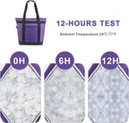 BeeGreen Cooler Bag Soft Insulated Tote for Beach Travel Grocery Shopping Lunch Portable Large Ice Coolers with Handle Hard Freezer Bags with Zippered Top Foldable Leakproof Delivery Totes Purple