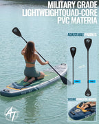 10'6''x33''Inflatable Stand Up Paddle Board, 400lbs Extra Wide Blow Up Paddle Board with Kayak Seat, Premium SUP Accessories Kit & Backpack, Non-Slip Stable Deck Boat for Yoga Fishing Surf