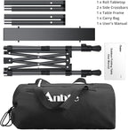 Anbte Folding Camping Table, 2 Height Adjustable Small Camping Side Table Aluminum Roll Top with Carry Bag, Stable X-Frame for Outdoor Cooking, Tailgating Picnic BBQ RV Travel, 20”x16”, 264lbs Load