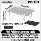Naturehike 11oz Solo Folding Camping Table - 66lb Load Capacity Ultralight Mini Backpacking Table, Aluminum, No Assembly for Hiking, Camping & Beach (Compact Small Side Table with Carry Bag) (Black)