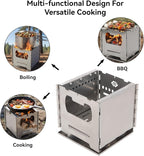 COOK'N'ESCAPE Camping Wood Burning Stove, Folding Lightweight Titanium Camping Stove, Portable Backpacking Stove for Outdoor Camping Hiking Backpacking Picnic Hunting BBQ