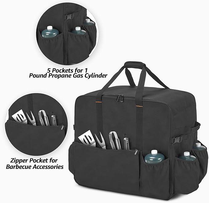 samdew Carry Bag for 22 Inch Tabletop Griddle with Hood, Outdoor Grill Cover Compatible with Blackstone 22 Inch Tabletop Griddle with Hood, Portable Camping Grill Storage Case with Pockets, Bag Only