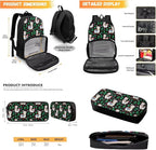 School Backpack for Kids Bookbag Insulated Cooler Backpacks with Lunch Box and Pencil Case Reusable Water Resistant Tote Food Bag for College Camping Picnics, Cactus Alpaca