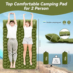 HiiPeak Double Sleeping Pad - Self Inflating 3" Extra-Thick for 2 Person with Pillow Built-in Foot Pump Inflatable Sleeping Mat for Backpacking, Hiking, Traveling, Tent, Portable Camping Mat (Green)