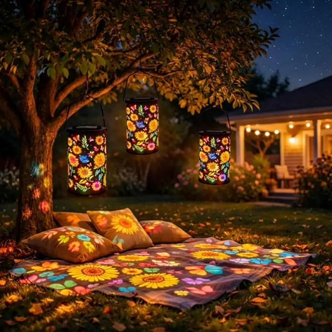 Colorful Sunflower Glow Solar Garden Lantern, Twinkle Halo Lantern, 2026 Waterproof Outdoor Solar Powered Hanging Light for Garden, Let Your Garden Bloom with Light After Sunset (A1)