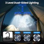 Dual Head Portable Rechargeable Fan 20000mAh Battery Powered Camping Fan Cordless with LED Lantern & Remote, Auto Oscillation, Hook, Battery Operated for Tent Office Travel Picnic Jobsite Orange