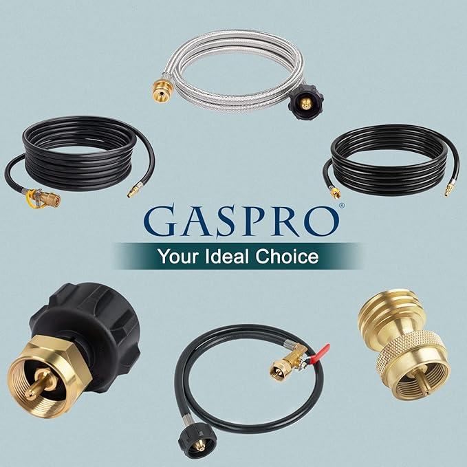 GASPRO 1LB Propane Adapter Fitting, 1''-20 Male Throwaway Cylinder to 3/8'' Male Flare Converter, Perfect for Buddy Heater, Portable Grill, Camping Stove, Solid Brass