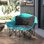 Outsunny Double Camping Chair for Adults, Padded Folding Camp Chair for 2 Person with Armrest, Wine Glass Holder, Cup Holder, Carry Bag for Outdoor Sports, Picnics, Supports up to 552 lbs.