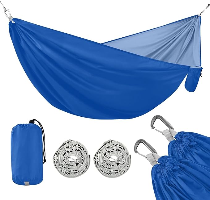 Cobalt Blue Quick Dry Camping Hammock Camping Gear with 2 Tree Straps 114" x 54"