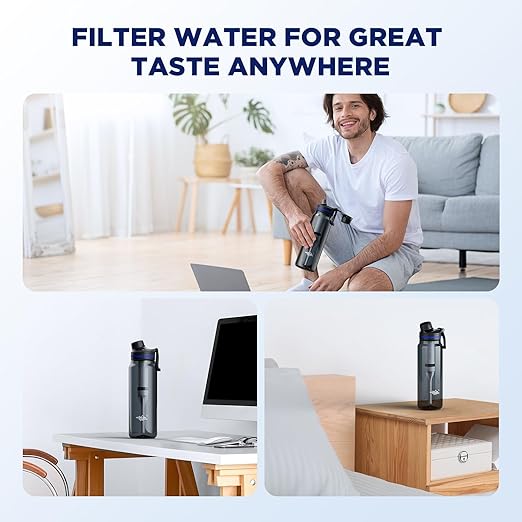 Membrane Solutions Replacement UF & ACF Filter for C3 Filtered Water Bottle, BPA-Free for Camping, Hiking, Backpacking and Travel (UFx1 + ACFx3)