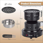 AHADU Premium Electric Charcoal Burner Coconut Coal Starter Hibachi Smart Overheating Control. Instant Coal Disk Tablet Fire Starter. Perfect Stove for Outdoor camping BBQ -Comes with Free Tong/Handle