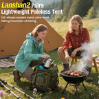3F UL GEAR Lanshan 2 Person Tent Hiking Ultralight Camping Tent Professional 15D Silnylon Rodless Trekking Pole Tent Waterproof Backpacking Outdoor for Camping, Bivvy