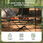 Camping Table, Lightweight and Portable Folding Table, Ideal for Camping, Hiking, Beach, Picnic, Travel, Backyard (Black)