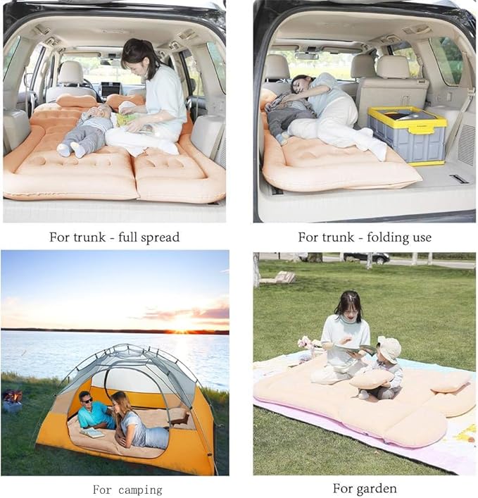 Car Air Mattress for Toyota Land Cruiser lc300 5, 2021 2022 2023 2024, Thickened Car Bed Mattress, Travel Sleeping Pad, Back Seat Bed Cushion with Air Pump 2 Pillows,Grey