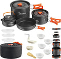 HOMGEN Portable Camping Cookware Set-Lightweight Aluminum Camp Pots and Pans Kit-Comes with Non-Stick Pots/A Frying Pan etc-Complete Camping Mess Kit for Camping/Hiking/Fishing & Other Outdoor Trip