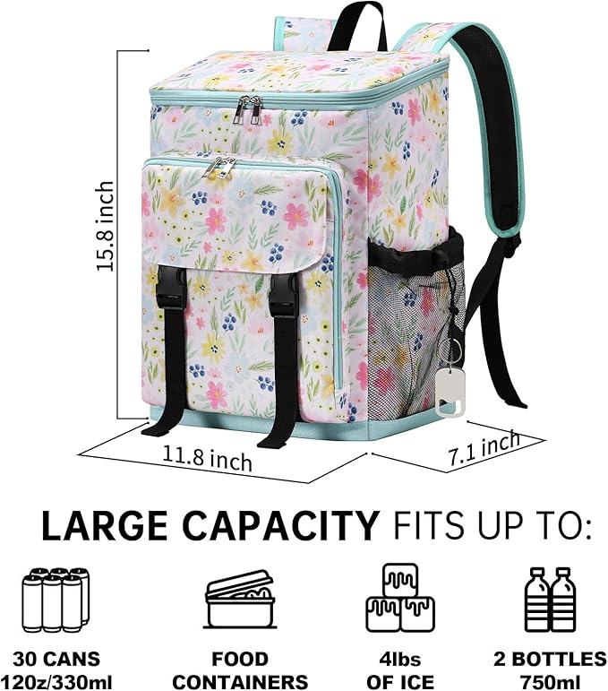 DYSHAYEN Cooler Backpack,Lightweight Backpack Cooler Insulated Leak Proof,30 Cans Soft Cooler Bag for Beach,Camping,Beach,Picnic,Lunch