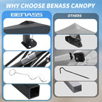 8x8 Pop Up Canopy, Easy Up Canopy Tent, Heavy Duty Tents for Parties, One Person Set Up Event Tent, Grey