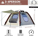 Automatic Inflatable Tent with Air Pump, Family Tents for Camping, Windproof Waterproof 3 Person Tent, Easy Set Up in 2-3 Min, Camping Essentials for Backyard Outdoor