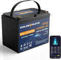 GOLDENMATE 12V 100Ah Group 24 Bluetooth LiFePO4 Battery, Deep Cycle Lithium Battery, Built-in 100A BMS, Up to 15000 Cycles, Perfect for RV, Solar System, Marine, Trolling Motor, Off-grid Setups
