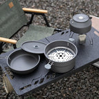 Outdoor Camping Pots Frying Pan with Folding Handle Aluminum Cooking Tableware for Hiking Picnics Fishing Mountaineering Outdoor Cooking Tableware for Hiking