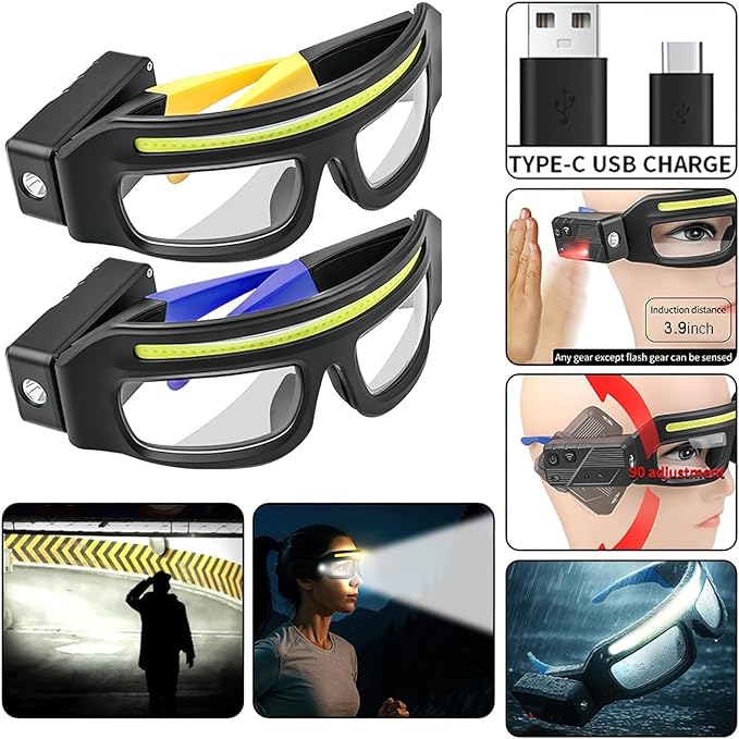 LED Intelligent Sensing Headlight, Type-C Fast Charging, Equipped with Motion Sensor and Touch Control, 3.9-inch Detection Range, Suitable for Outdoor Maintenance and Camping use (Blue)