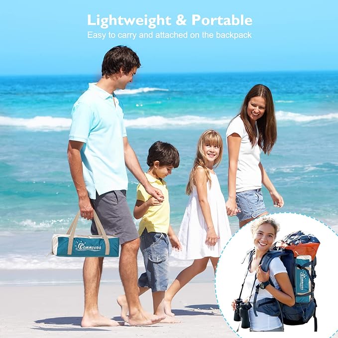 COMMOUDS Beach Tent Sun Shade for 3/4/6/8 Person, UPF 50+ Beach Sun Shelter Canopy Tent, Lightweight, Easy Set Up and Carry