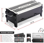 IRONMAX Portable Folding Hibachi Grill, Heavy Duty Charcoal & Wood-Burning Campfire Grill for Outdoor Cooking, Camping Yakitori, Patio & Backyard - 16" x 7.5" x 6.5"