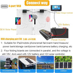 36W Foldable Solar Panel with USB, 6000W Car Power Inverter Kit, DC12V-AC110V/220V, Complete Solar Power System for Camping, Outdoor, Emergency Charging