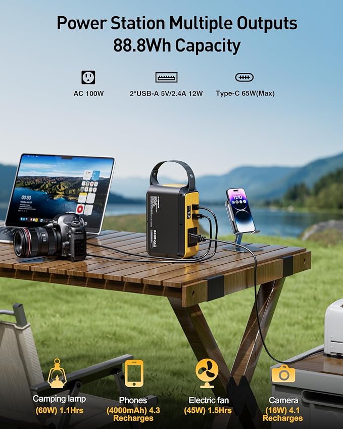 VTOMAN Jump100 88.8Wh/100W+Jump 600X 299Wh/600W Portable Power Station, LiFePO4 Battery Solar Generator for Camping, Hiking, Fishing, Home Backup