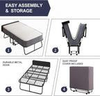 Folding Bed with Memory Sponge Mattress, 75 x 46 Rollaway Bed for Adult, Comfortable Fold Up Portable Sleeping Guest Cot Beds, Perfect for Camping, Travel, Nursing in Hospital - Upgraded