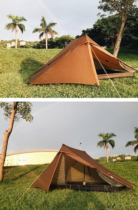 3F UL Gear Lanshan PRO Lanshan Ultralight Tent Ultralight Tent 3-Season Backpacking Tent for 1-Person or 2-Person Camping, Climbing, Hiking, Trekking, Kayaking (for 2 Person, Gray- 4 Season)