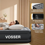 Air Mattress Full with Built in Pump,18’’Raised Blow Up Mattress,Self Inflatable Mattress in 3 Mins,Portable Air Bed for Home,Floor&Travel,Full Size Air Mattress for Adults 660LB Max,Black