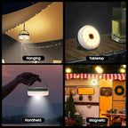 2-Pack Camping String Lights with Remote Control, 4 in 1 Portable Camping Light Rechargeable, 14 Lighting Modes, USB Charging, Quick Storage, 32.8ft Waterproof Tent Light for Hiking, Yard, Christmas