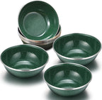 Sawysine 8 Pcs 6 Inch Enamel Bowl for Camping and Backpacking Enamelware Mixing Bowls Camping Cookware for Outdoor Cooking, Picnic, Snacks, Home, Farmhouse(Green)