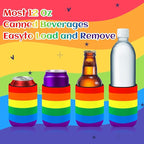 18 Pack Pride Rainbow Can Cooler Sleeves Beer Drink Can Bottle Cooler Sleeves Cooler Collapsible for Pride LGBT Bisexual Parades Decorations Party Favors Accessories