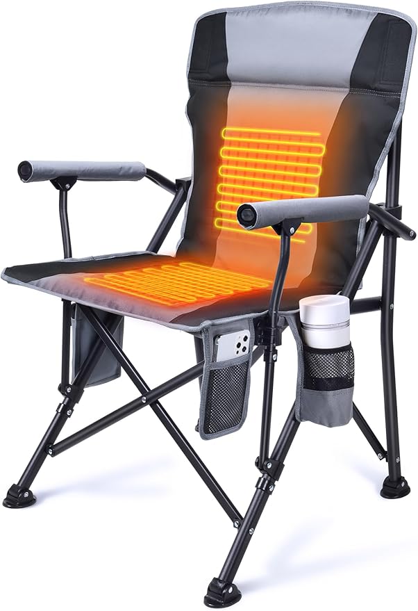Heated Camping Chair - Fully Padded Heated Chairs Outdoor Sports, Battery NOT Included