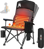 Overmont Heated Camping Chair with High Back - 3 Heat Levels 2-Zone Separately Heating - 450 LBS Support Heavy Duty Folding Chair Portable for Adults Patent No.: US D1.028.543S - Battery NOT Included