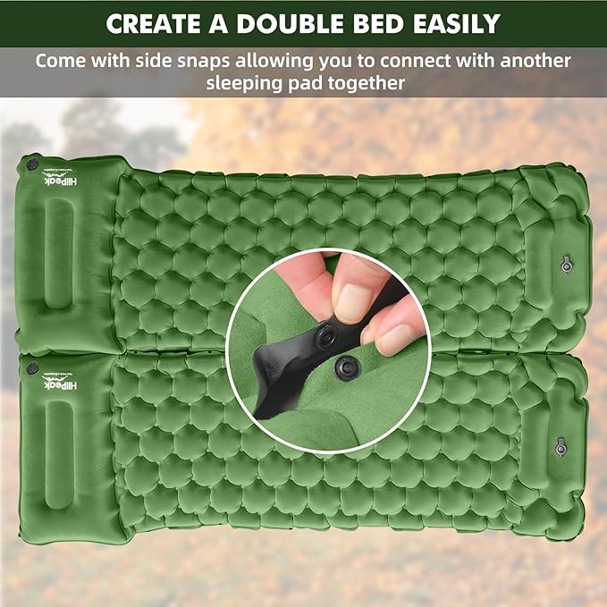 HiiPeak Camping Sleeping Pad, Ultralight Camping Mat with Pillow, Built-in Foot Pump Inflatable Sleeping Pads Compact for Camping Backpacking Hiking Traveling Tent