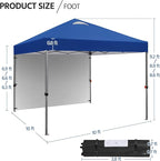 Yaheetech 10x10 Pop up Canopy Tent w/1 Sidewall, Instant Commercial 150D Silver Coated Fabric Outdoor Instant Tent w/Wheeled Bag, 4 Sandbags, 8 Stakes & 4 Ropes for Parties, Camping, Beach, Navy Blue