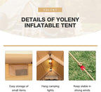 YOLENY Inflatable Tents for Camping, 6-12 Person Blow Up Tent with TPU Skylight, Canopy, Mesh Windows, Stove Jack & Pump, 4 Season Large Inflatable Tent, Waterproof & Windproof