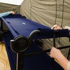 Disc-O-Bed Extra Large Portable Bunk Camping Cots with Carry Bags - Heavy-Duty Indoor or Outdoor Sleeping System, Converts to Bench or Separate Beds, 500 lb Weight Capacity Per Cot, Navy